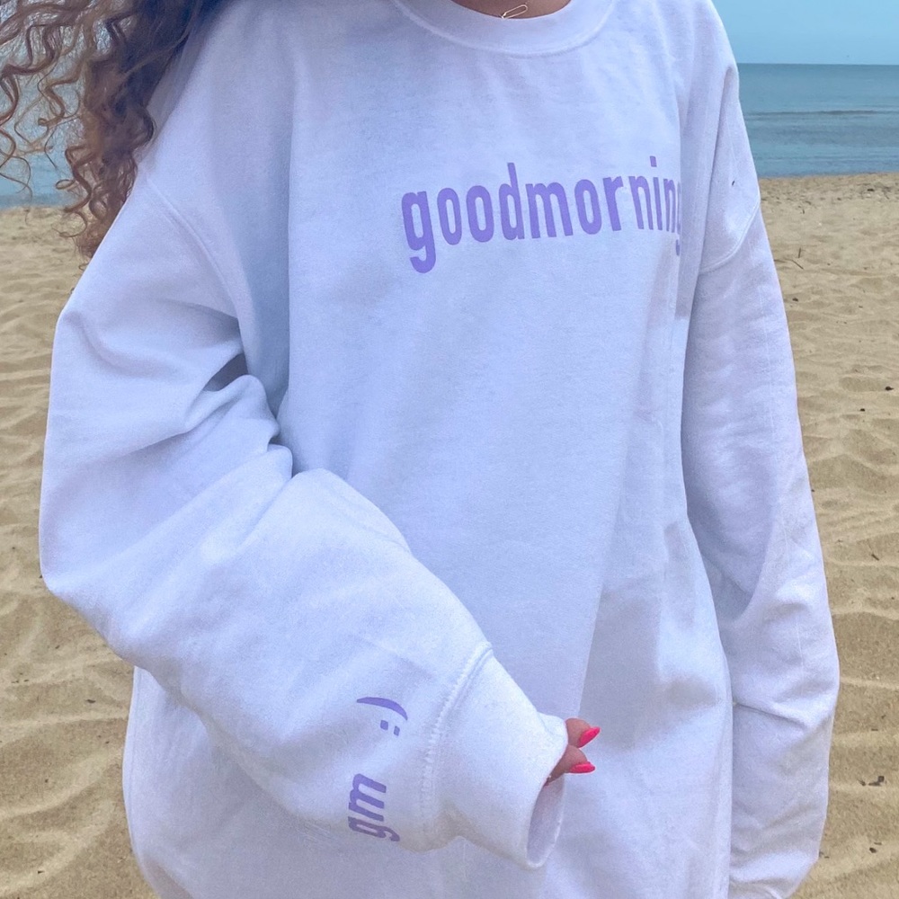white customized crewneck